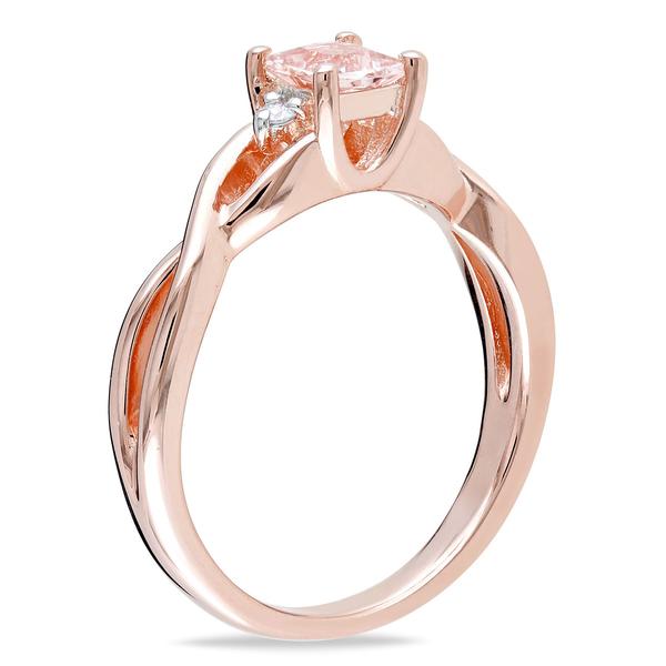 Gemstone Classics(tm) Silver Diamond & Morganite Ring alternate view