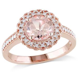 Gemstone Classics(tm) Silver Halo Morganite & Diamond Ring