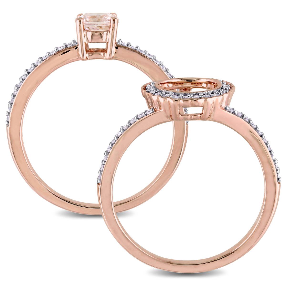 Gemstone Classics(tm) 10kt. Rose Gold Halo Bridal Ring Set