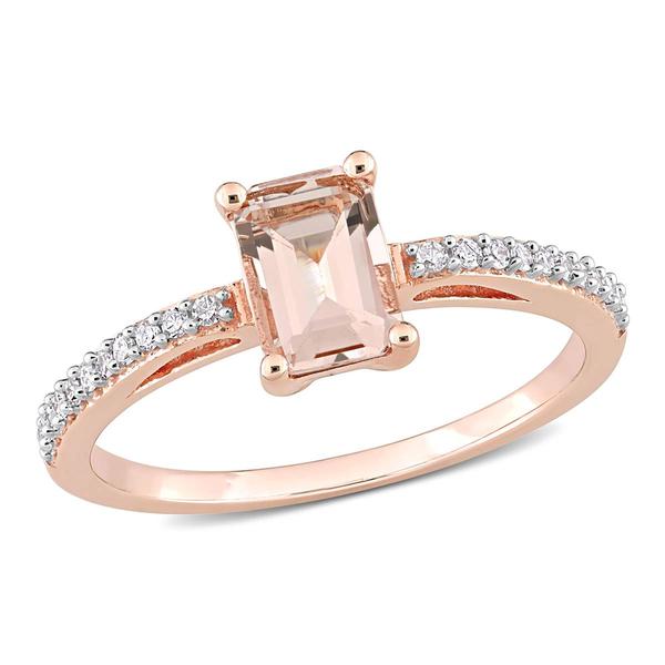 Gemstone Classics(tm) Rose Gold Emerald-Cut Morganite Ring