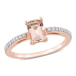 Gemstone Classics(tm) Rose Gold Emerald-Cut Morganite Ring