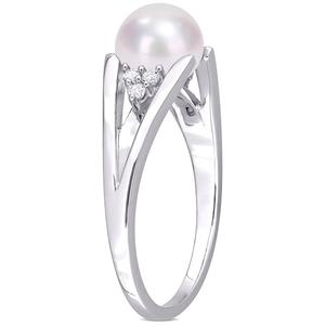 Gemstone Classics(tm) Pearl & Diamond Split-Shank Ring alternate view