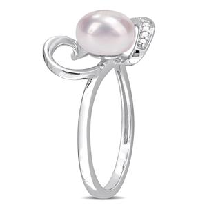 Gemstone Classics(tm) Cultured Pearl & Diamond Heart Ring alternate view