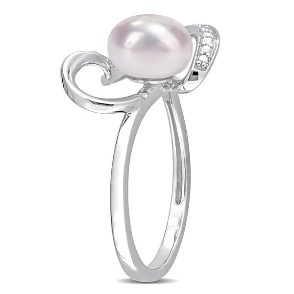 Gemstone Classics(tm) Cultured Pearl & Diamond Heart Ring alternate view