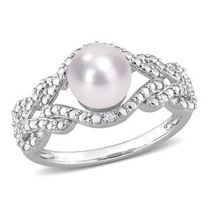 Gemstone Classics(tm) Pearl & Diamond Accent Infinity Ring