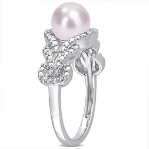 Gemstone Classics(tm) Pearl & Diamond Accent Infinity Ring alternate view