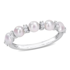 Gemstone Classics(tm) Pearl & Topaz Semi-Eternity Ring