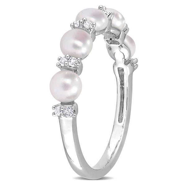 Gemstone Classics(tm) Pearl & Topaz Semi-Eternity Ring alternate view