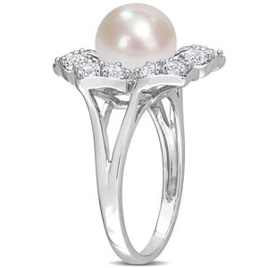 Gemstone Classics(tm) Pearl & Sapphire Floral Ring alternate view