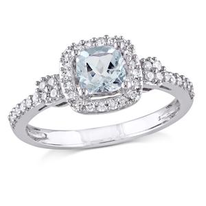 Gemstone Classics(tm) 10kt. White Gold Cushion Cut Aquamarine Ring