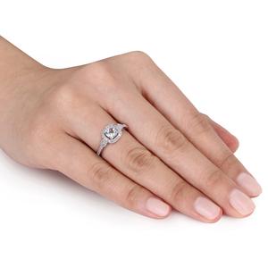 Gemstone Classics(tm) 10kt. White Gold Cushion Cut Aquamarine Ring alternate view