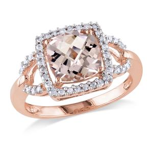 Gemstone Classics(tm) 10kt. Rose Gold Diamonds Morganite Halo Ring