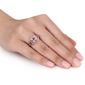 Gemstone Classics(tm) 10kt. Rose Gold Diamonds Morganite Halo Ring alternate view