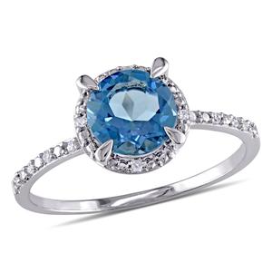 Gemstone Classics(tm) 10kt. White Gold London-Blue Topaz Halo Ring