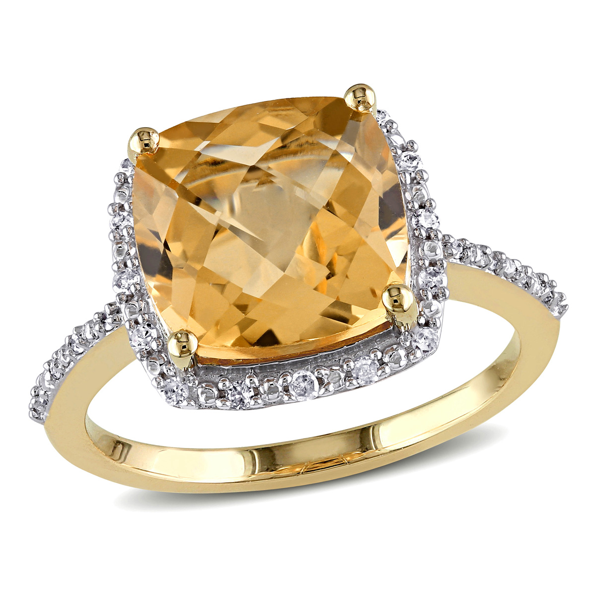 Gemstones Classics(tm) 10kt. Yellow Gold Citrine Diamonds Halo Ring