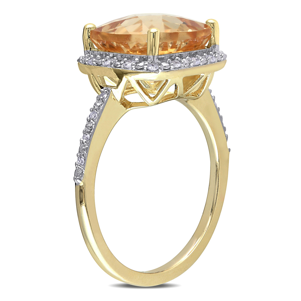 Gemstones Classics(tm) 10kt. Yellow Gold Citrine Diamonds Halo Ring