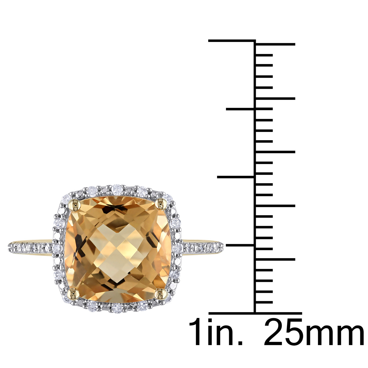 Gemstones Classics(tm) 10kt. Yellow Gold Citrine Diamonds Halo Ring