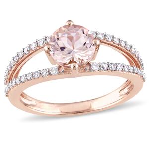 Gemstone Classics(tm) 14kt. Rose Gold Morganite Diamond Shank Ring