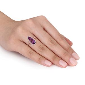 Gemstone Classics(tm) 14kt. Rose Gold Pear Amethyst Halo Ring alternate view