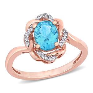 Gemstone Classics(tm) 10kt. Rose Gold Apatite Twisted Halo Ring