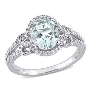Gemstone Classics(tm) 10kt. White Gold Aquamarine Halo Shank Ring