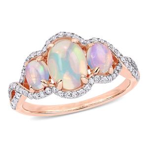 Gemstone Classics(tm) 10kt. Rose Gold Ethiopian Blue Opal Ring
