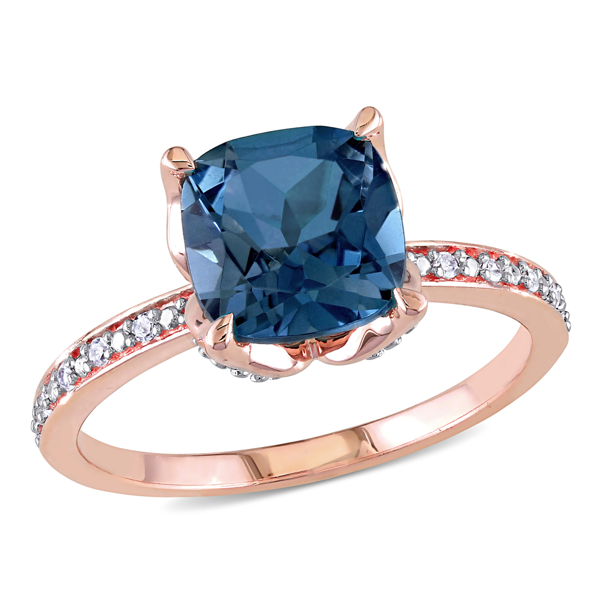 Gemstones Classics(tm) 10kt. Rose Gold London-Blue Topaz Ring