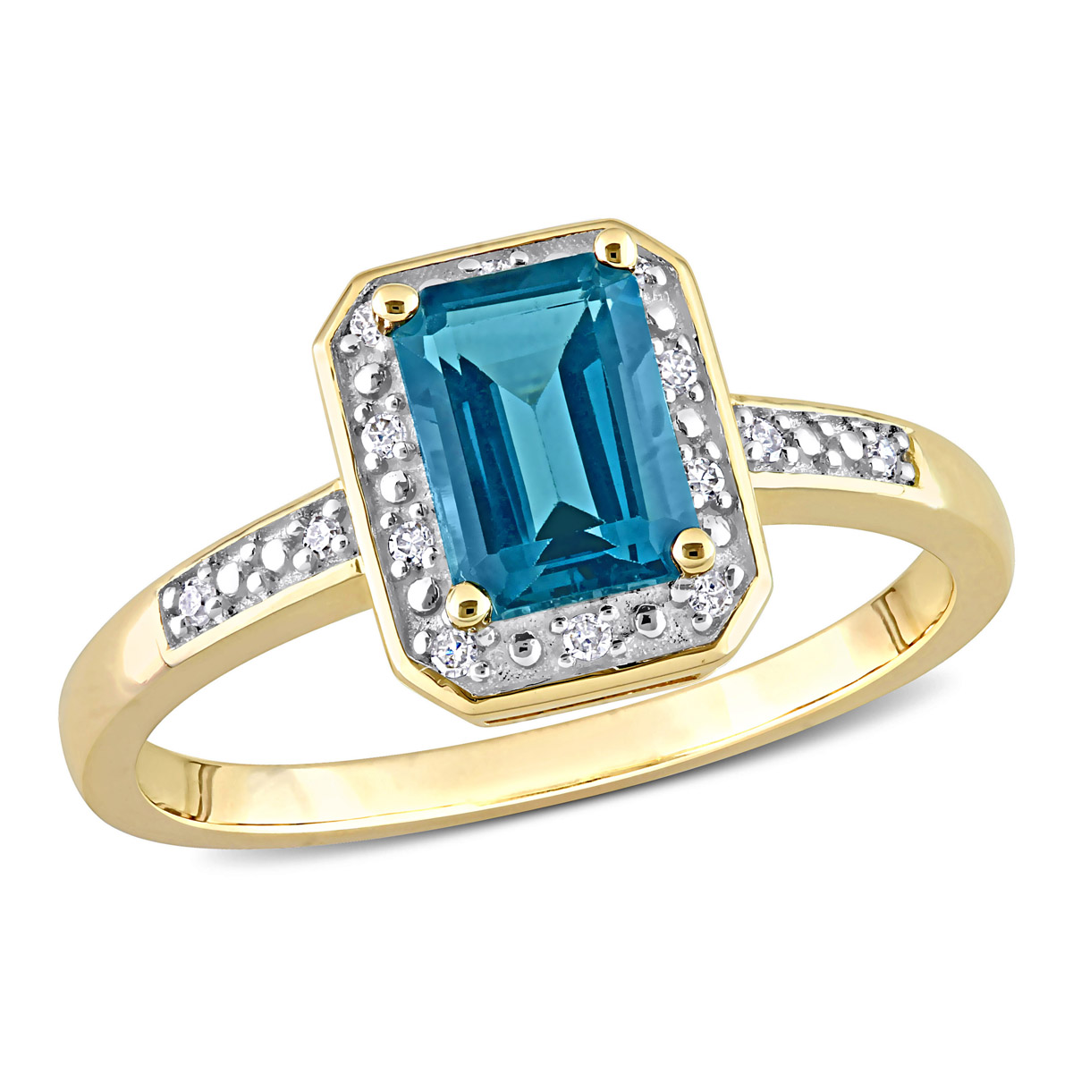 Gemstones Classics(tm) 14kt. Yellow Gold London Blue Topaz Halo Ring