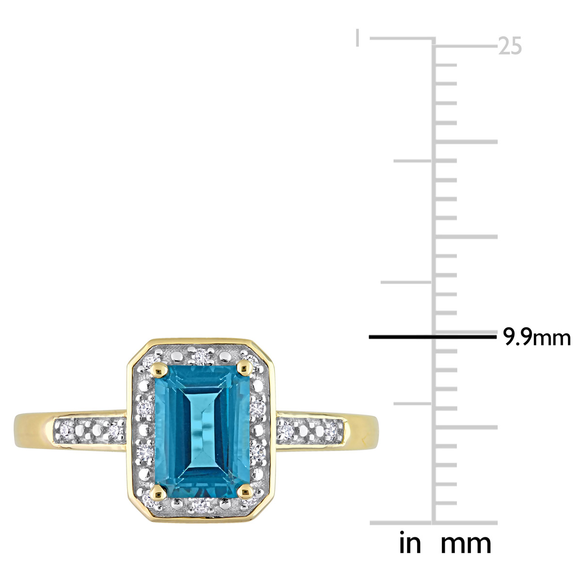 Gemstones Classics(tm) 14kt. Yellow Gold London Blue Topaz Halo Ring