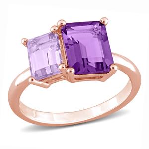 Gemstone Classics(tm) Rose Plated Octagon Amethyst Ring