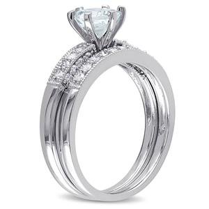 Gemstone Classics(tm) 10kt. White Gold Aquamarine Bridal Set alternate view