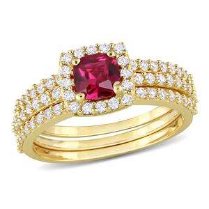Gemstone Classics(tm) 10kt. Gold Plated Lab Created Ruby Ring