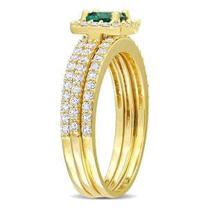 Gemstone Classics(tm) 10kt. Gold Plated Lab Created Emerald Ring alternate view