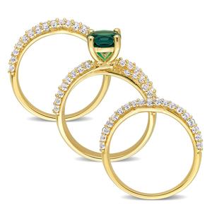 Gemstone Classics(tm) Lab Created Emerald & Sapphire Bridal Set alternate view
