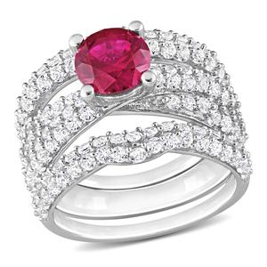 Gemstone Classics(tm) Lab Created Ruby & White Sapphire Bridal Set