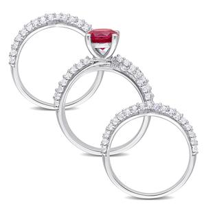 Gemstone Classics(tm) Lab Created Ruby & White Sapphire Bridal Set alternate view