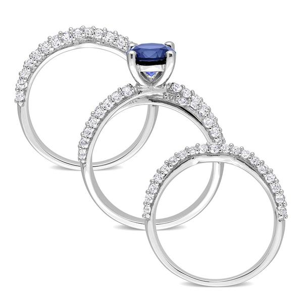 Gemstone Classics(tm) Sterling Silver Created Sapphire Bridal Set alternate view