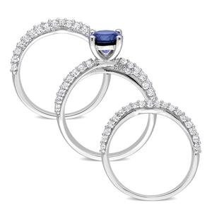 Gemstone Classics(tm) Sterling Silver Created Sapphire Bridal Set alternate view