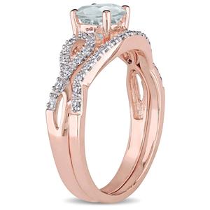 Gemstone Classics(tm) 10kt. Rose Gold Aquamarine & Diamond Ring alternate view