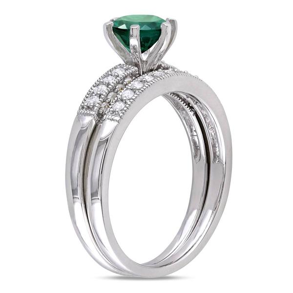 Gemstone Classics(tm) 10kt. White Gold 1ct. Lab Created Emerald Ring alternate view