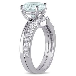 Gemstone Classics(tm) 10kt. White Gold Aquamarine & Sapphire Ring alternate view