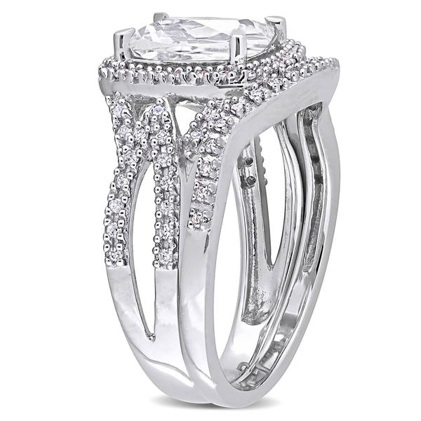 Gemstone Classics(tm) Diamond & Lab Created White Sapphire Ring alternate view