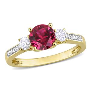 Gemstone Classics(tm) White Sapphire & Lab Created Ruby Ring