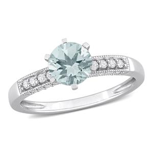 Gemstone Classics(tm) 10kt. White Gold Diamond & Aquamarine Ring