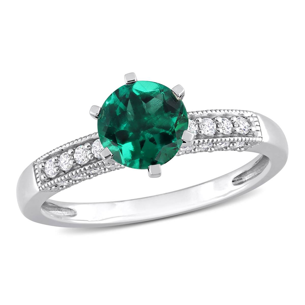 Gemstone Classics(tm) 10kt. White Gold Lab Created Emerald Ring