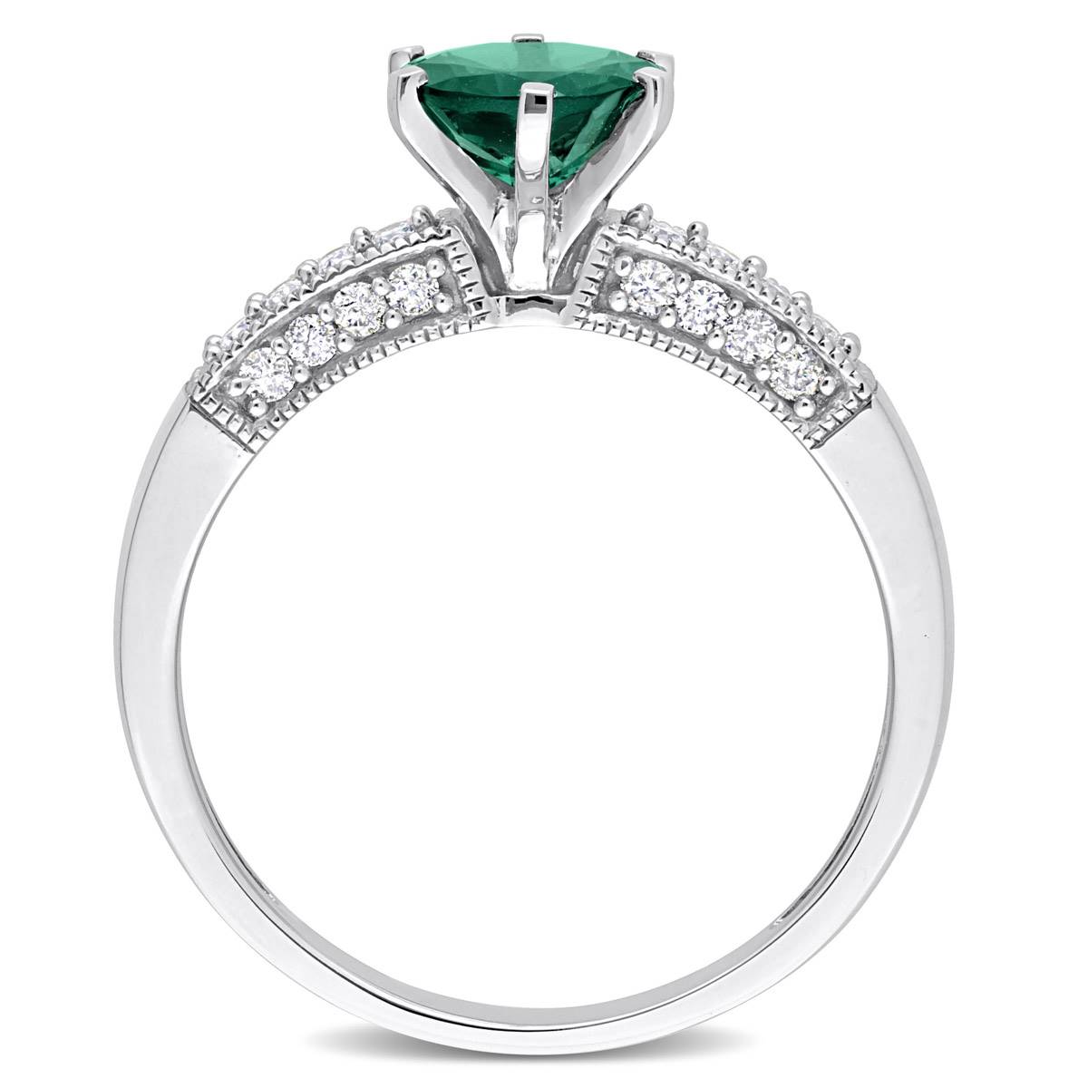 Gemstone Classics(tm) 10kt. White Gold Lab Created Emerald Ring