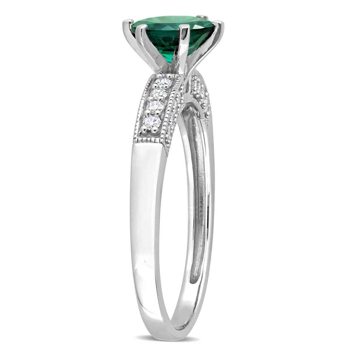 Gemstone Classics(tm) 10kt. White Gold Lab Created Emerald Ring