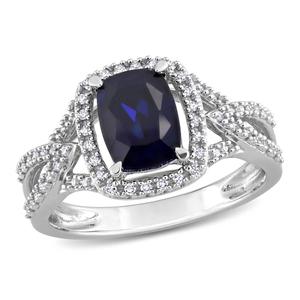 Gemstone Classics(tm) 10kt. White Gold Lab Created Sapphire Ring