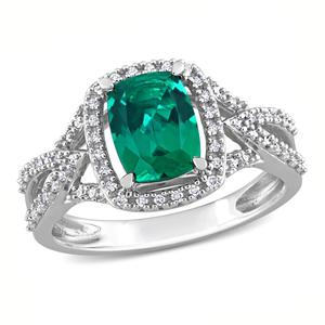 Gemstone Classics(tm) 10kt. White Gold Lab Created Emerald Ring