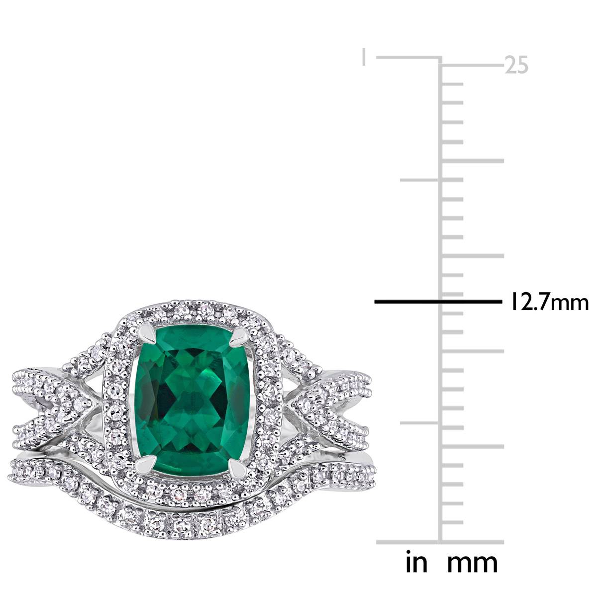 Gemstones Classics(tm) 10kt. White Gold Lab Created Emerald Ring